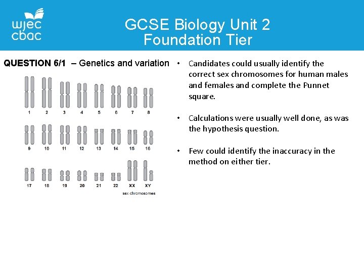 GCSE Biology Unit 2 Foundation Tier QUESTION 6/1 – Genetics and variation • Candidates