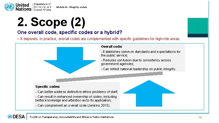Module 8 – Integrity codes 2. Scope (2) One overall code, specific codes or Module 8 – Integrity codes 2. Scope (2) One overall code, specific codes or