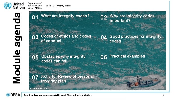 Module agenda Module 8 – Integrity codes 01 What are integrity codes? 02 Why Module agenda Module 8 – Integrity codes 01 What are integrity codes? 02 Why