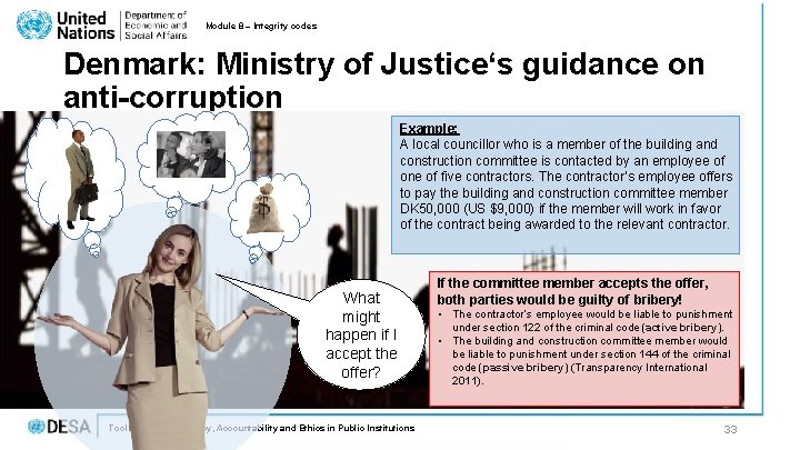 Module 8 – Integrity codes Denmark: Ministry of Justice‘s guidance on anti-corruption Example: A Module 8 – Integrity codes Denmark: Ministry of Justice‘s guidance on anti-corruption Example: A