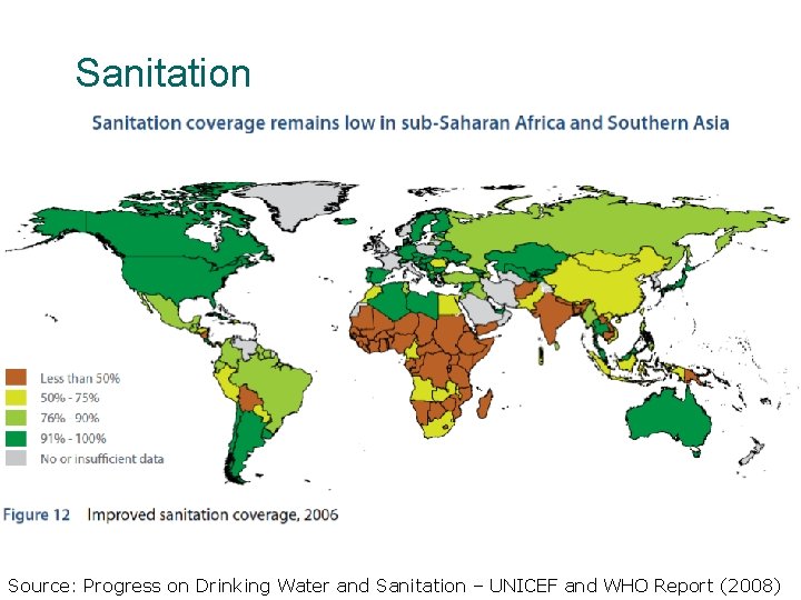 Sanitation Source: Progress on Drinking Water and Sanitation – UNICEF and WHO Report (2008)