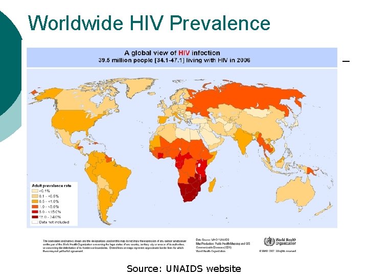 Worldwide HIV Prevalence Source: UNAIDS website 