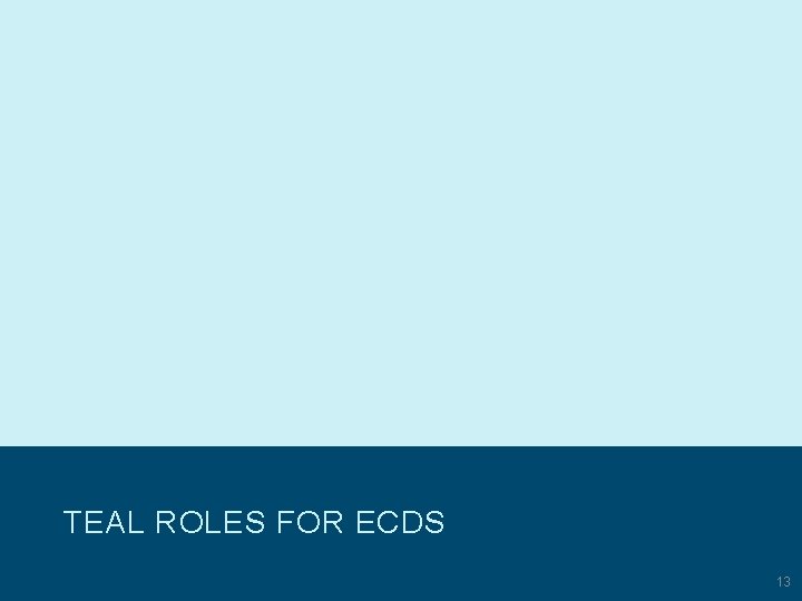 TEAL ROLES FOR ECDS © Copyright 2007 -2019 Texas Education Agency (TEA). All Rights