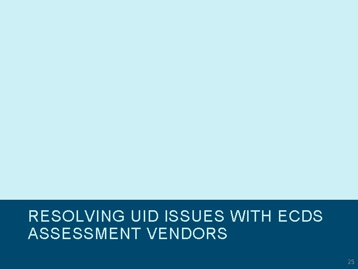 RESOLVING UID ISSUES WITH ECDS ASSESSMENT VENDORS © Copyright 2007 -2019 Texas Education Agency