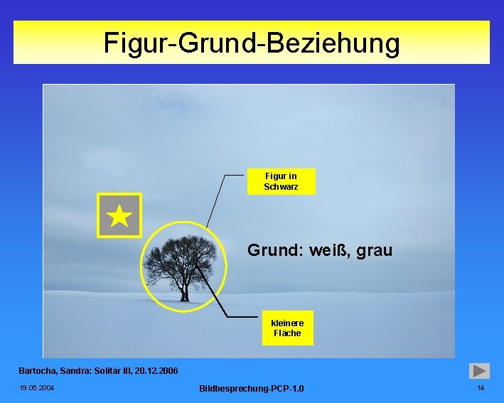 Figur-Grund-Beziehung Figur in Schwarz Grund: weiß, grau kleinere Fläche Bartocha, Sandra: Solitär III, 20.