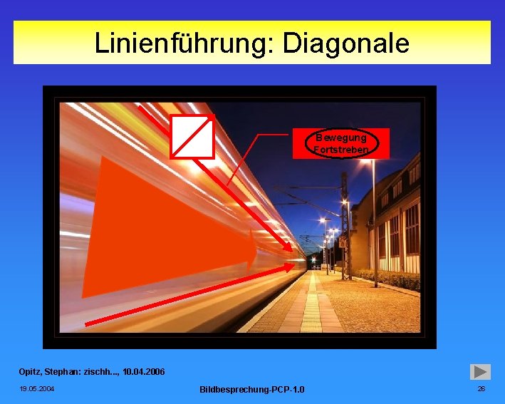 Linienführung: Diagonale Bewegung Fortstreben Opitz, Stephan: zischh. . . , 10. 04. 2006 19.