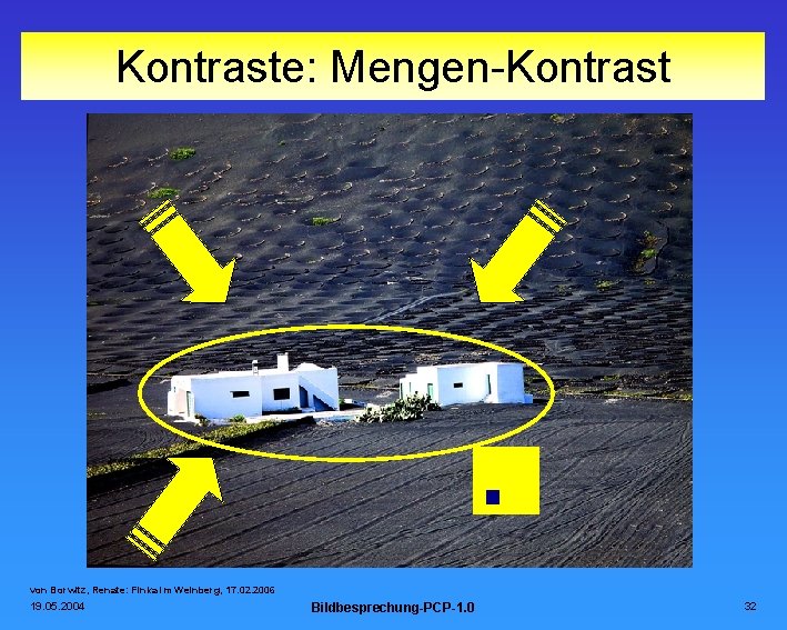 Kontraste: Mengen-Kontrast von Borwitz, Renate: Finka im Weinberg, 17. 02. 2006 19. 05. 2004