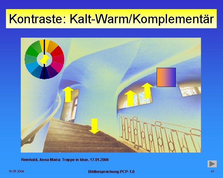 Kontraste: Kalt-Warm/Komplementär Reinhold, Anna Maria: Treppe in blue, 17. 01. 2004 19. 05. 2004