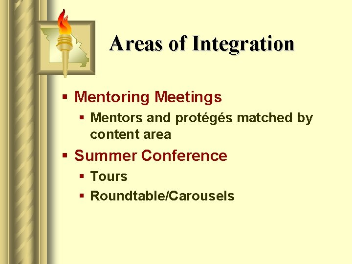 Areas of Integration § Mentoring Meetings § Mentors and protégés matched by content area