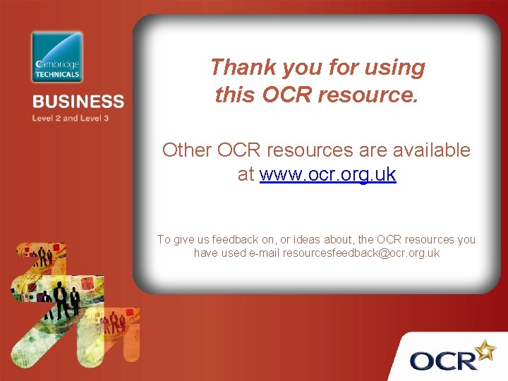 Thank you for using this OCR resource. Other OCR resources are available at www.
