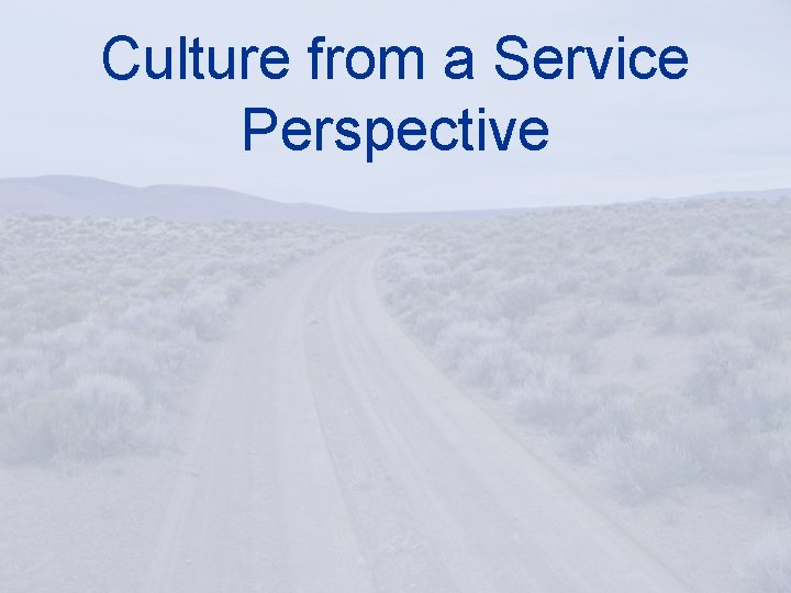 Culture from a Service Perspective 