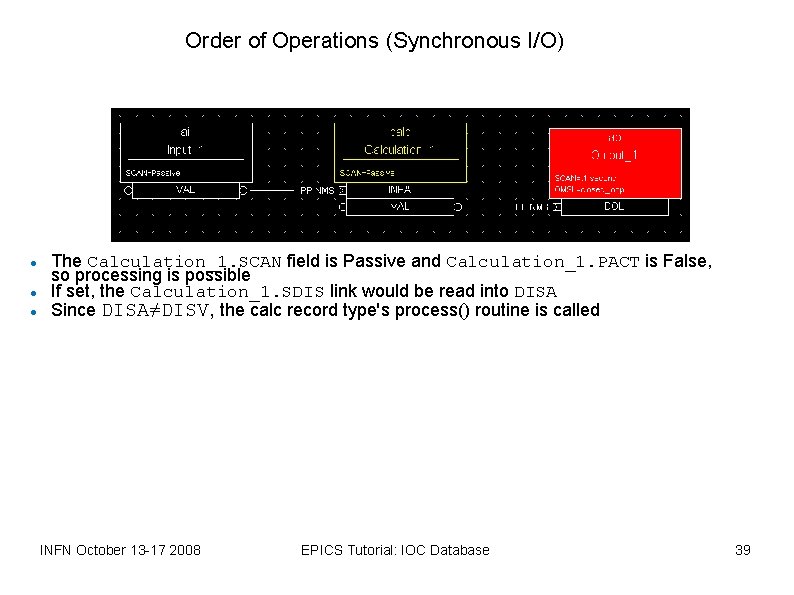 Order of Operations (Synchronous I/O) The Calculation_1. SCAN field is Passive and Calculation_1. PACT