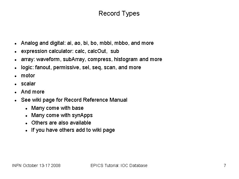 Record Types Analog and digital: ai, ao, bi, bo, mbbi, mbbo, and more expression