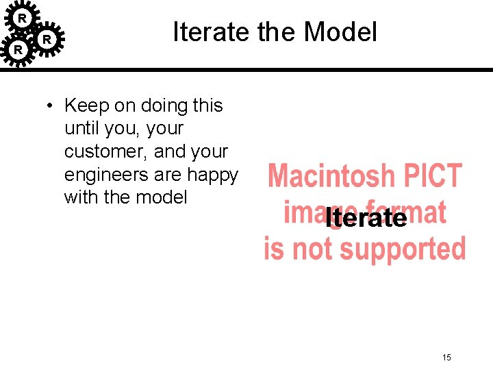 R R R Iterate the Model • Keep on doing this until you, your R R R Iterate the Model • Keep on doing this until you, your