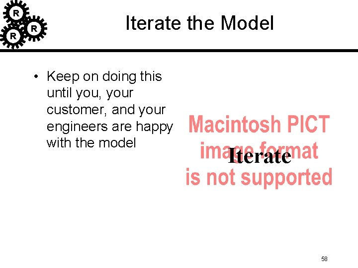 R R R Iterate the Model • Keep on doing this until you, your R R R Iterate the Model • Keep on doing this until you, your