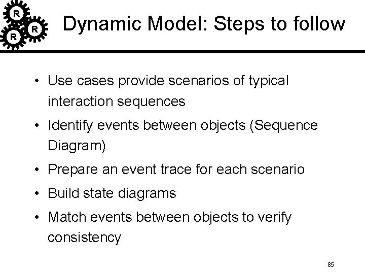 R R R Dynamic Model: Steps to follow • Use cases provide scenarios of R R R Dynamic Model: Steps to follow • Use cases provide scenarios of
