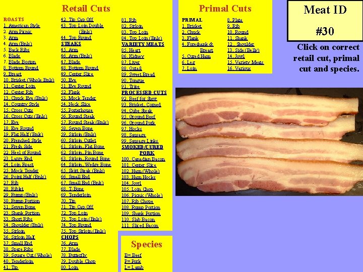 Retail Cuts ROASTS 1. American Style 2. Arm Picnic 3. Arm 4. Arm (Bnls)