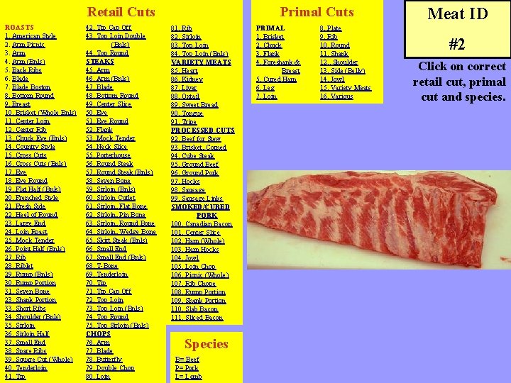 Retail Cuts ROASTS 1. American Style 2. Arm Picnic 3. Arm 4. Arm (Bnls)