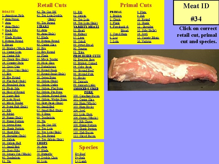 Retail Cuts ROASTS 1. American Style 2. Arm Picnic 3. Arm 4. Arm (Bnls)