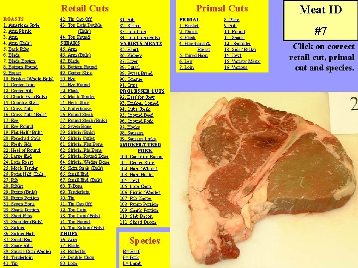 Retail Cuts ROASTS 1. American Style 2. Arm Picnic 3. Arm 4. Arm (Bnls)