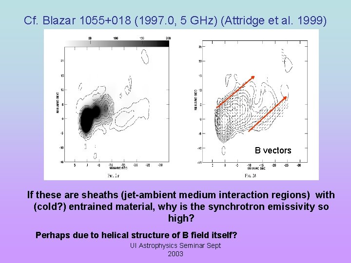 Cf. Blazar 1055+018 (1997. 0, 5 GHz) (Attridge et al. 1999) B vectors If