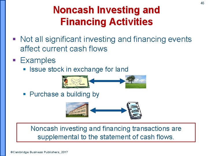 Noncash Investing and Financing Activities § Not all significant investing and financing events affect