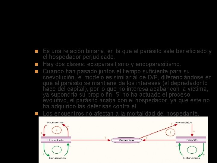 Sistema Parásito/Hospedador Es una relación binaria, en la que el parásito sale beneficiado y