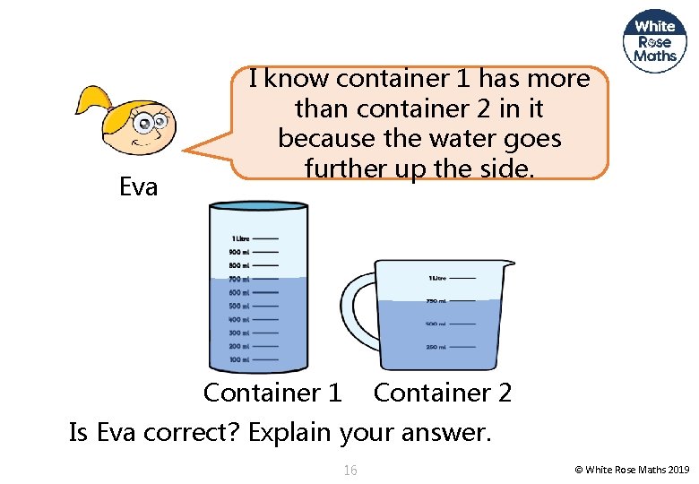 Eva I know container 1 has more than container 2 in it because the