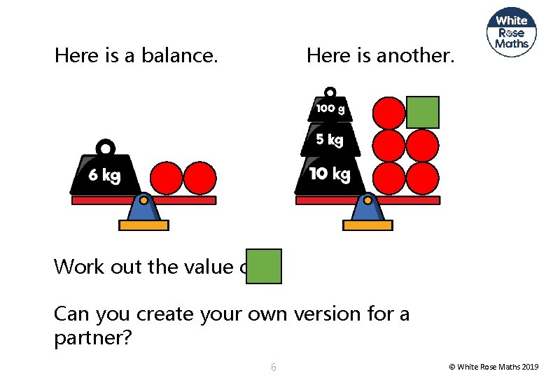 Here is a balance. Here is another. Work out the value of Can you