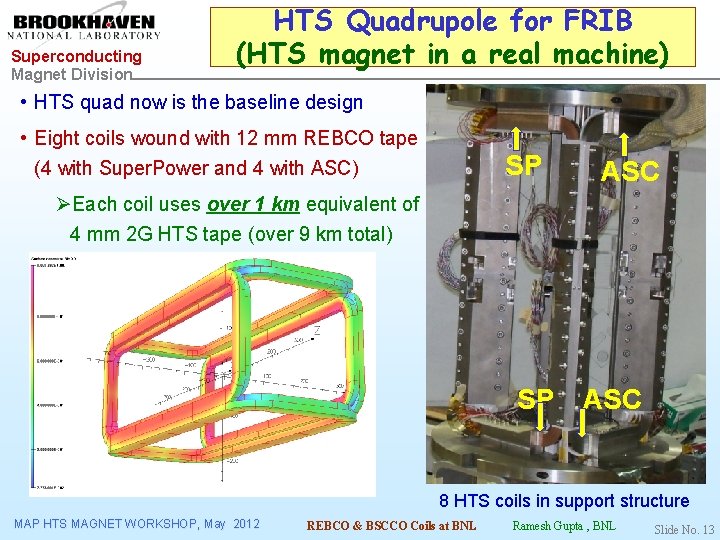 Superconducting Magnet Division HTS Quadrupole for FRIB (HTS magnet in a real machine) •
