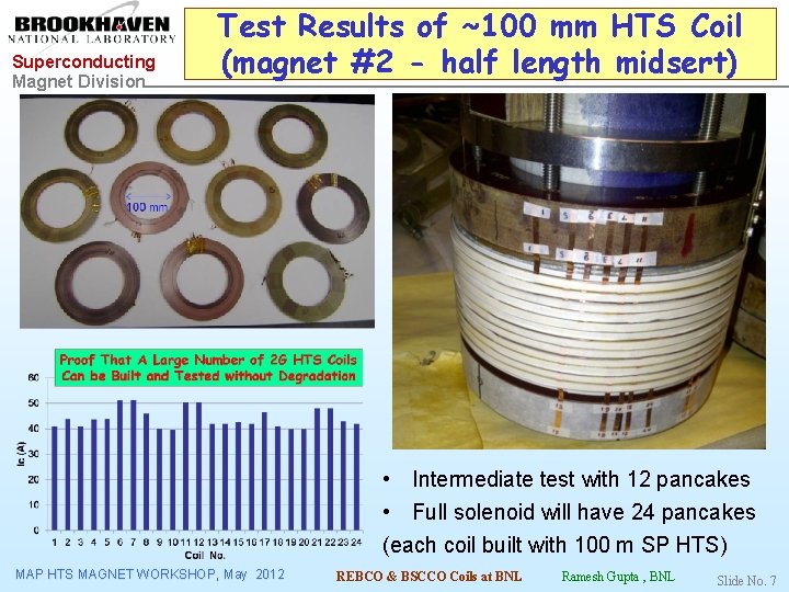 Superconducting Magnet Division Test Results of ~100 mm HTS Coil (magnet #2 - half