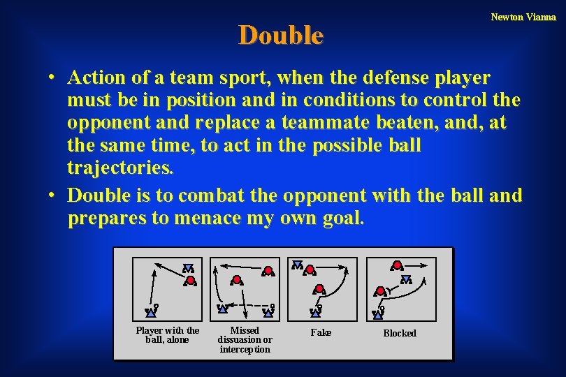 Newton Vianna Double • Action of a team sport, when the defense player must