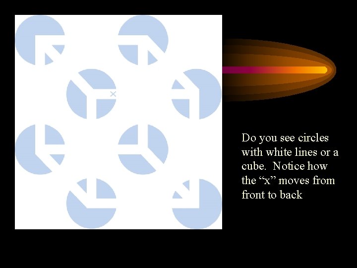 Do you see circles with white lines or a cube. Notice how the “x”