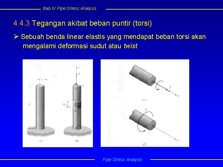 Bab IV Pipe Stress Analysis 4. 4. 3 Tegangan akibat beban puntir (torsi) Ø