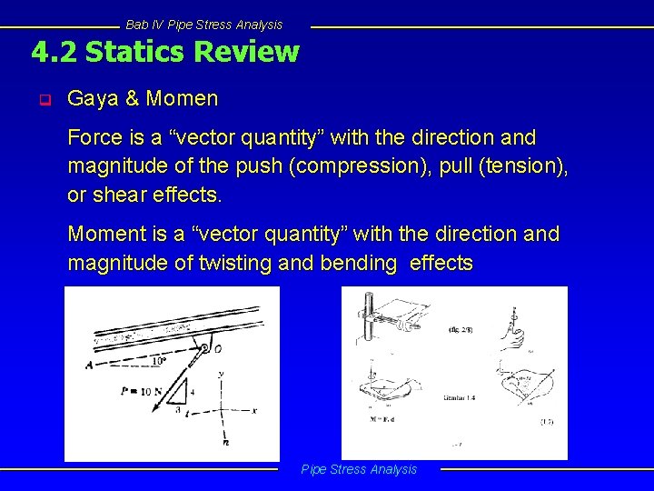 Bab IV Pipe Stress Analysis 4. 2 Statics Review q Gaya & Momen Force