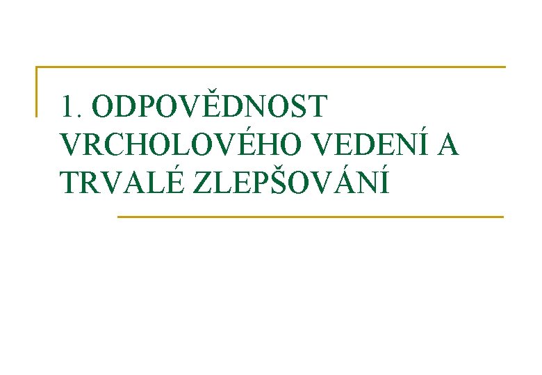 1. ODPOVĚDNOST VRCHOLOVÉHO VEDENÍ A TRVALÉ ZLEPŠOVÁNÍ 