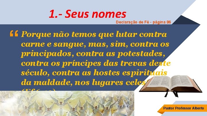 1. - Seus nomes Declaração de Fé - página 86 “ Porque não temos