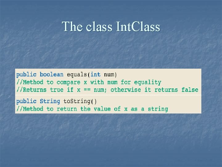 The class Int. Class 