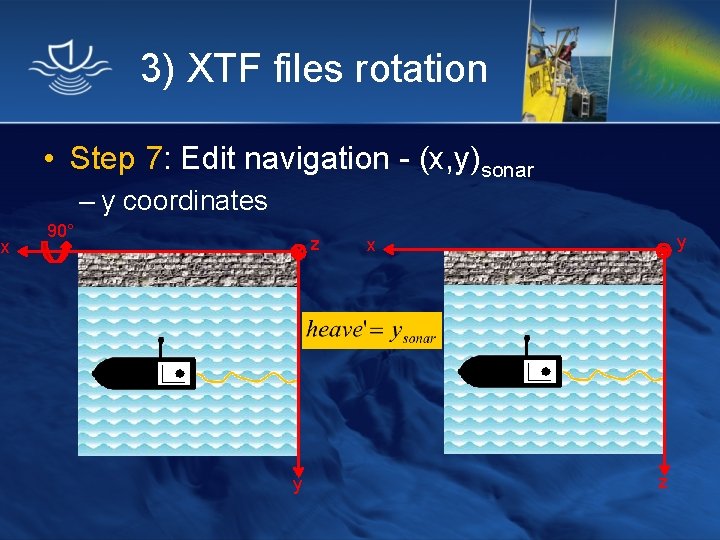 3) XTF files rotation • Step 7: Edit navigation - (x, y)sonar – y