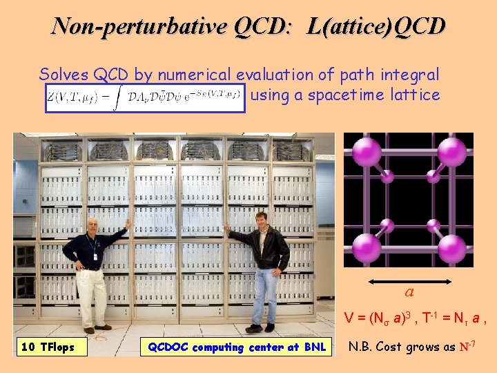 Non-perturbative QCD: L(attice)QCD Solves QCD by numerical evaluation of path integral using a spacetime