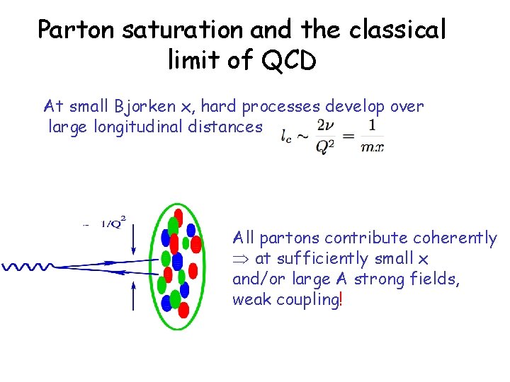 Parton saturation and the classical limit of QCD At small Bjorken x, hard processes
