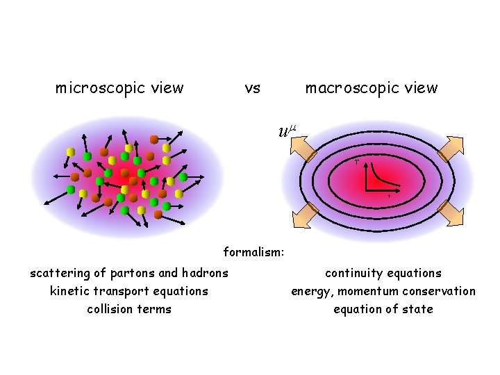 microscopic view vs macroscopic view um T t formalism: scattering of partons and hadrons