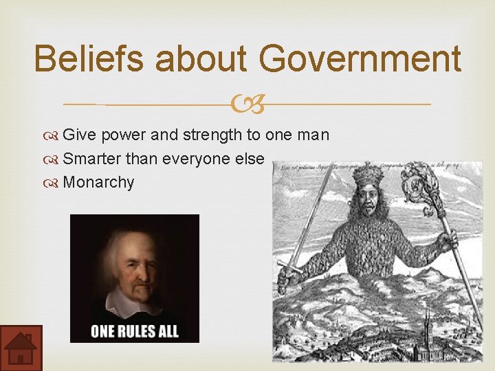 Beliefs about Government Give power and strength to one man Smarter than everyone else