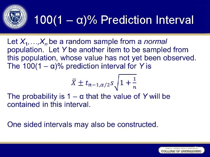 100(1 – α)% Prediction Interval • 34 