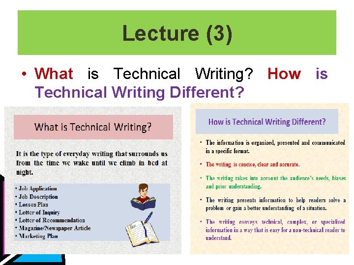 Lecture (3) • What is Technical Writing? How is Technical Writing Different? 