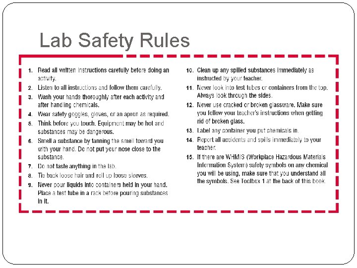 Lab Safety Rules Lab Safety Rules