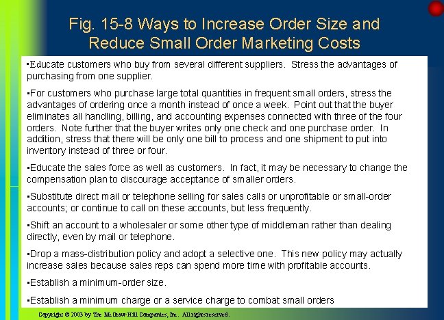 Fig. 15 -8 Ways to Increase Order Size and Reduce Small Order Marketing Costs