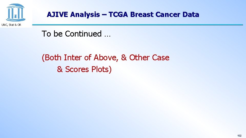 AJIVE Analysis – TCGA Breast Cancer Data UNC, Stat & OR To be Continued