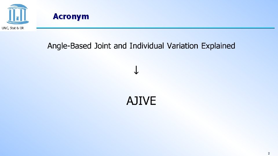 Acronym UNC, Stat & OR 2 