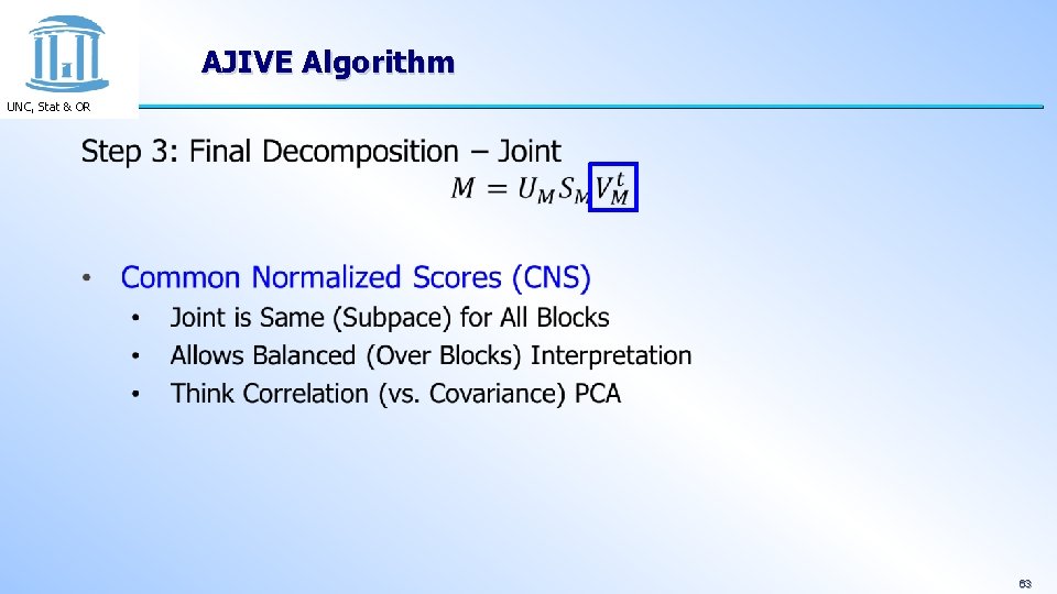 AJIVE Algorithm UNC, Stat & OR 63 